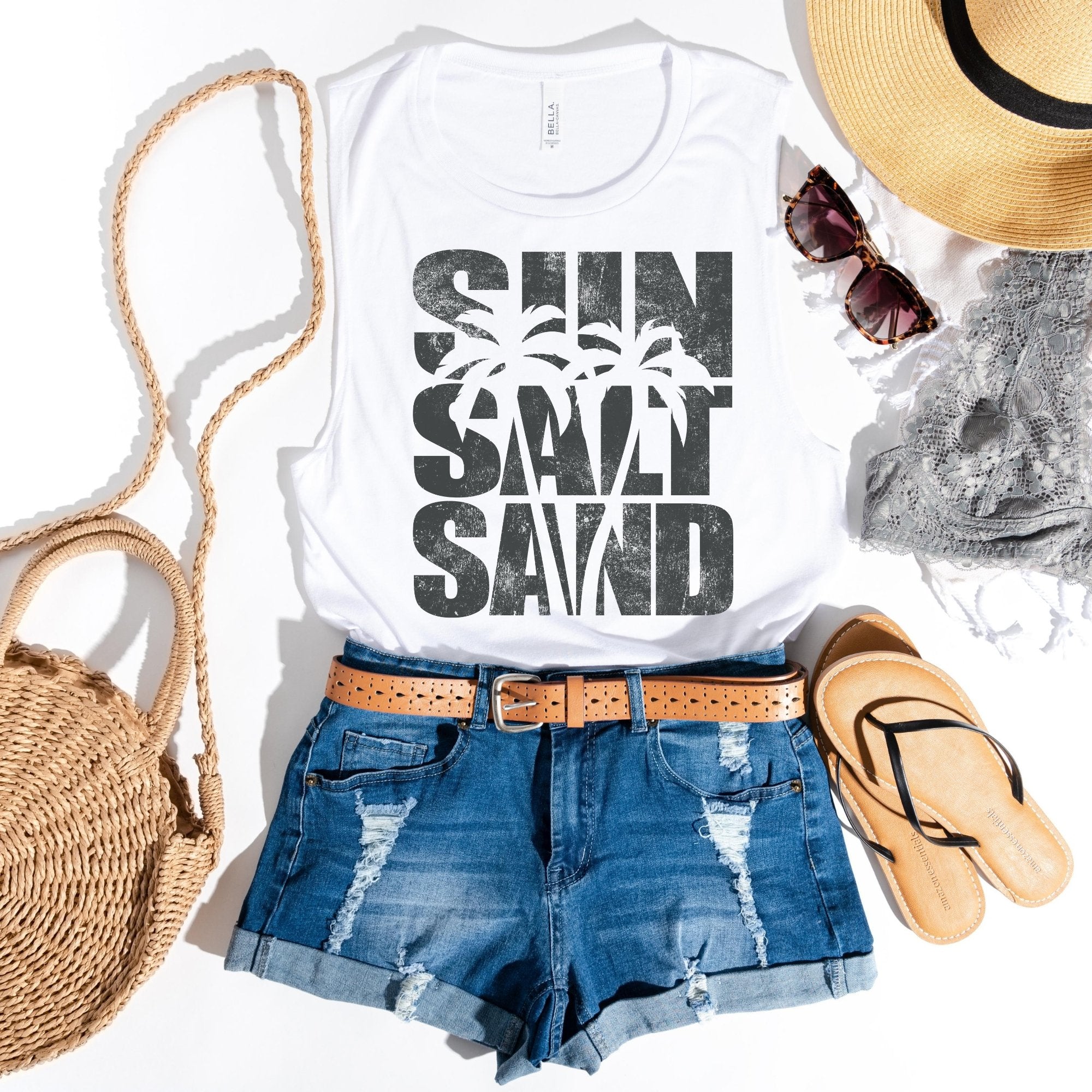 Sun Salt Sand Beach Bella Canvas Muscle Tank Top - Trendznmore