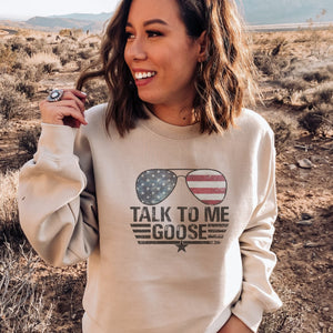 Talk to me Goose Patriotic Crewneck Sweatshirt - Trendznmore
