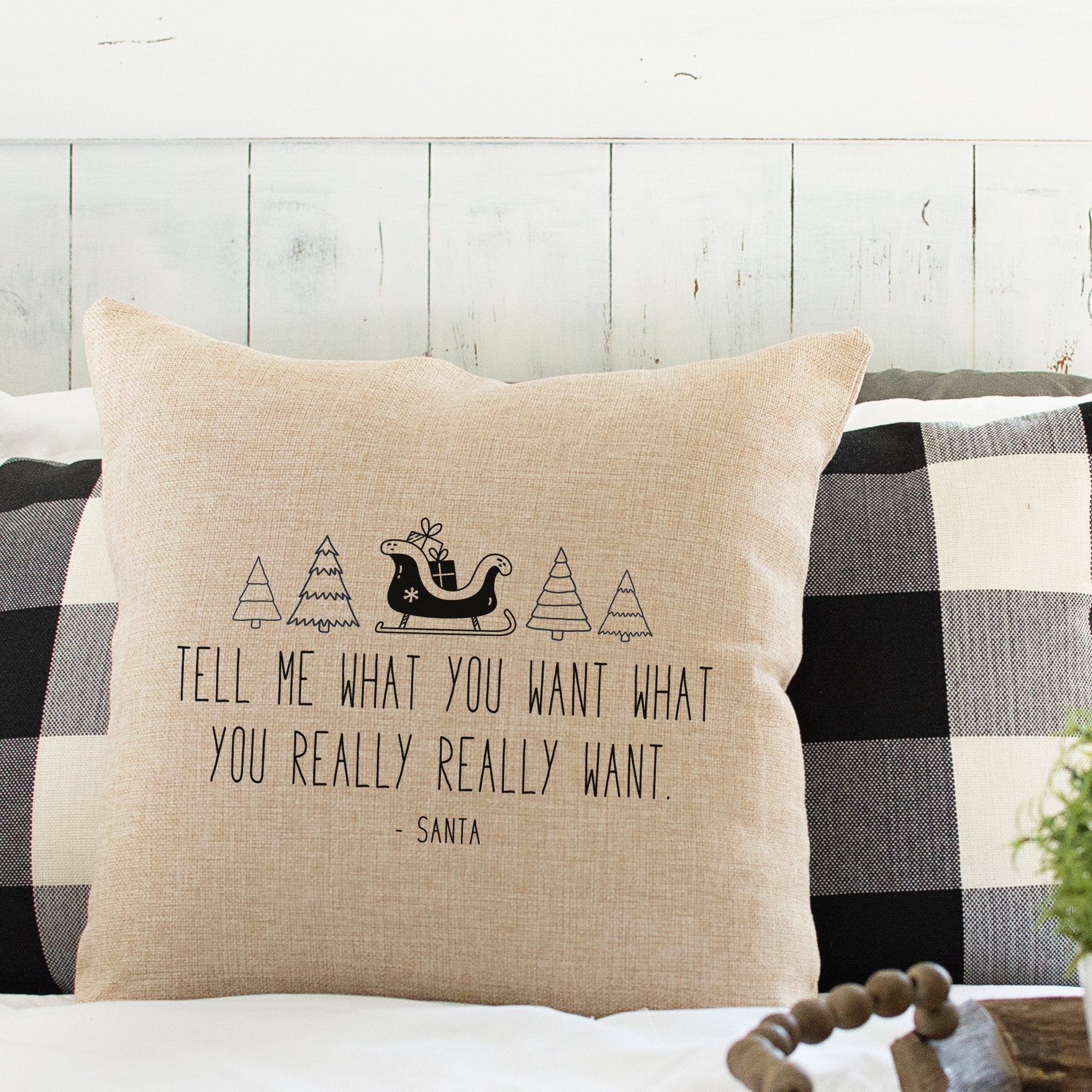 Tell me what you want Santa Christmas Pillow Cover - Trendznmore