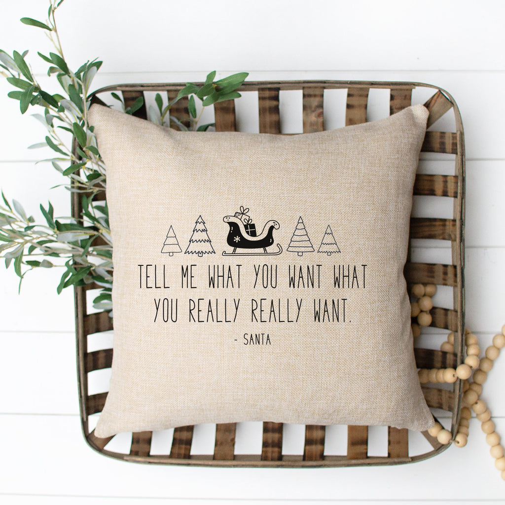 Tell me what you want Santa Christmas Pillow Cover - Trendznmore