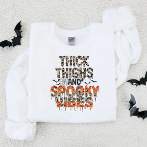 Thick Thighs and Spooky Vibes Crewneck Sweatshirt - Trendznmore