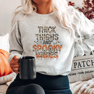 Thick Thighs and Spooky Vibes Crewneck Sweatshirt - Trendznmore