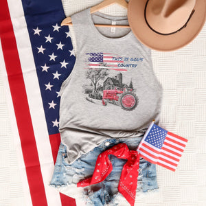 This is God's Country Patriotic Bella Canvas Muscle Tank Top - Trendznmore