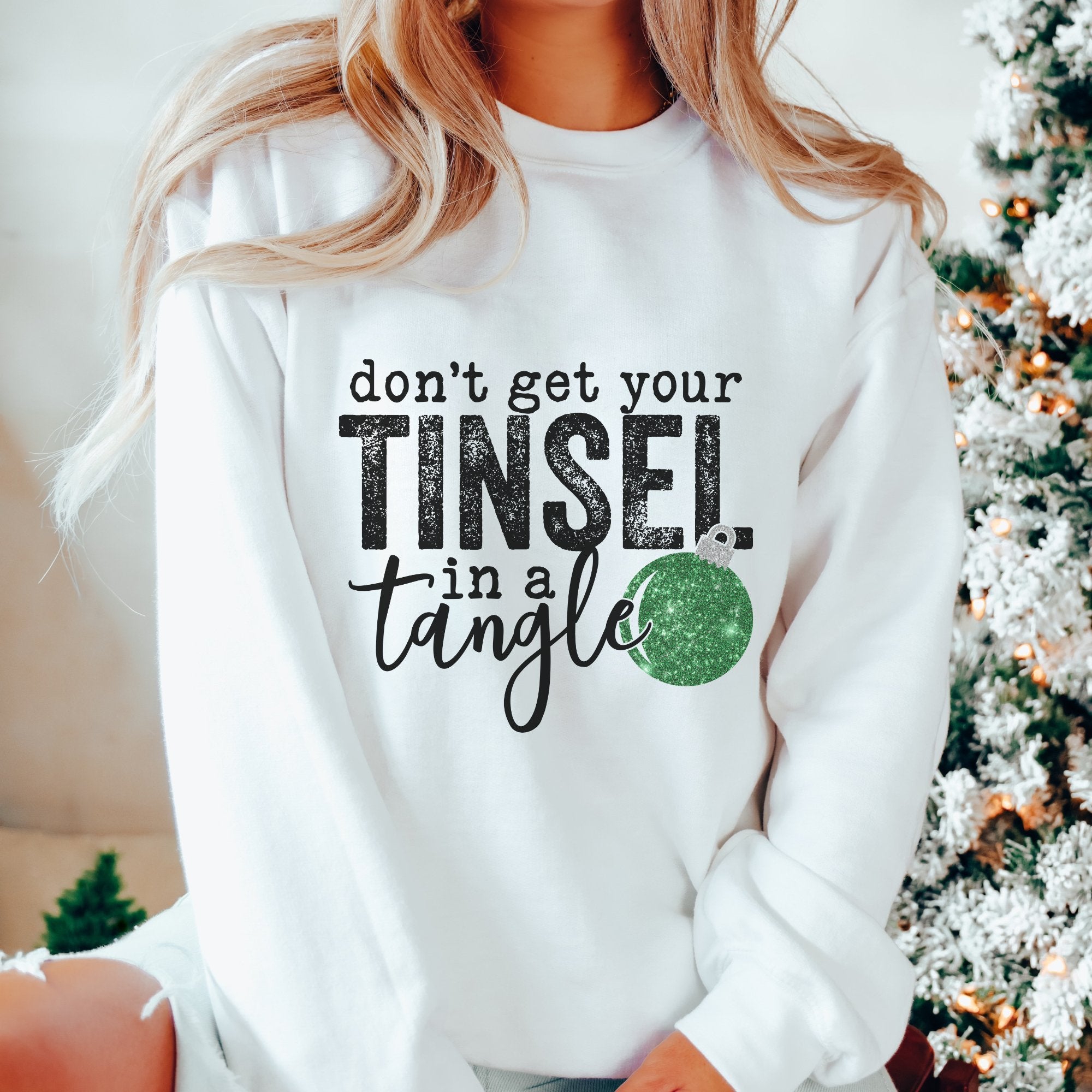 Tinsel in a Tangle Green Christmas Sweatshirt - Trendznmore
