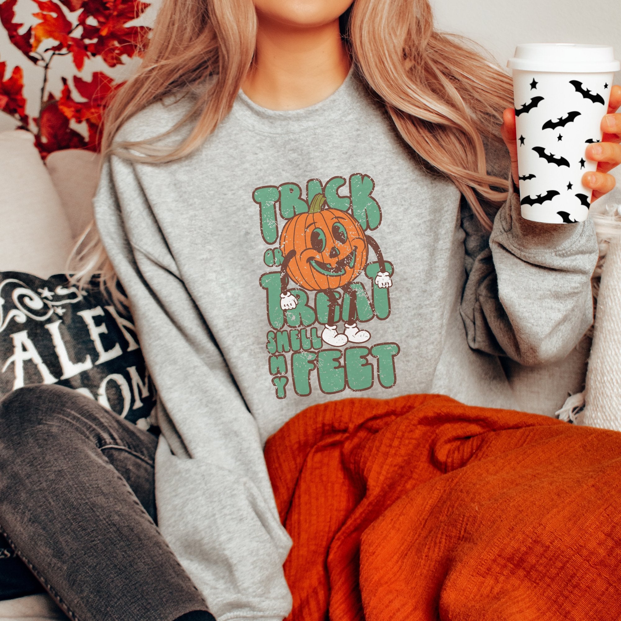 Trick or Treat Smell my Feet Halloween Sweatshirt - Trendznmore
