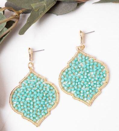 Turquoise Going Baroque Drop Earrings - Trendznmore