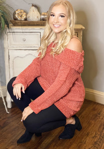 Umgee Chenille Off Shoulder Knit Sweaters - Trendznmore