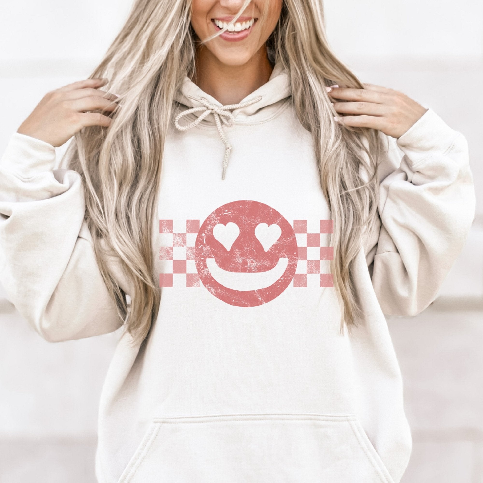 Valentine Racing Heart Smiley Face Hoodie - Trendznmore