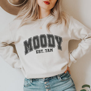 Varsity Moody EST 7:00AM Crewneck Sweatshirt - Trendznmore