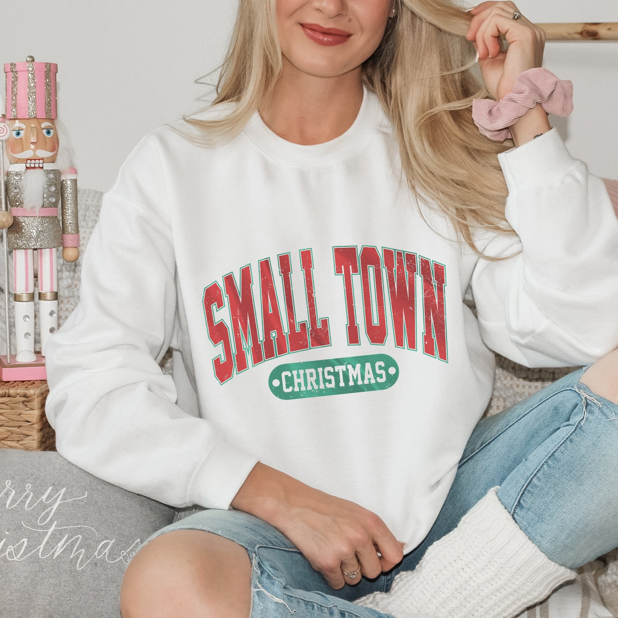 Varsity Small Town Christmas Sweatshirt - Trendznmore