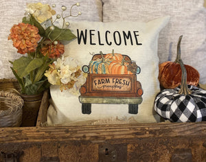 Welcome Farm Fresh Pumpkins Sublimated Pillow Cover - Trendznmore