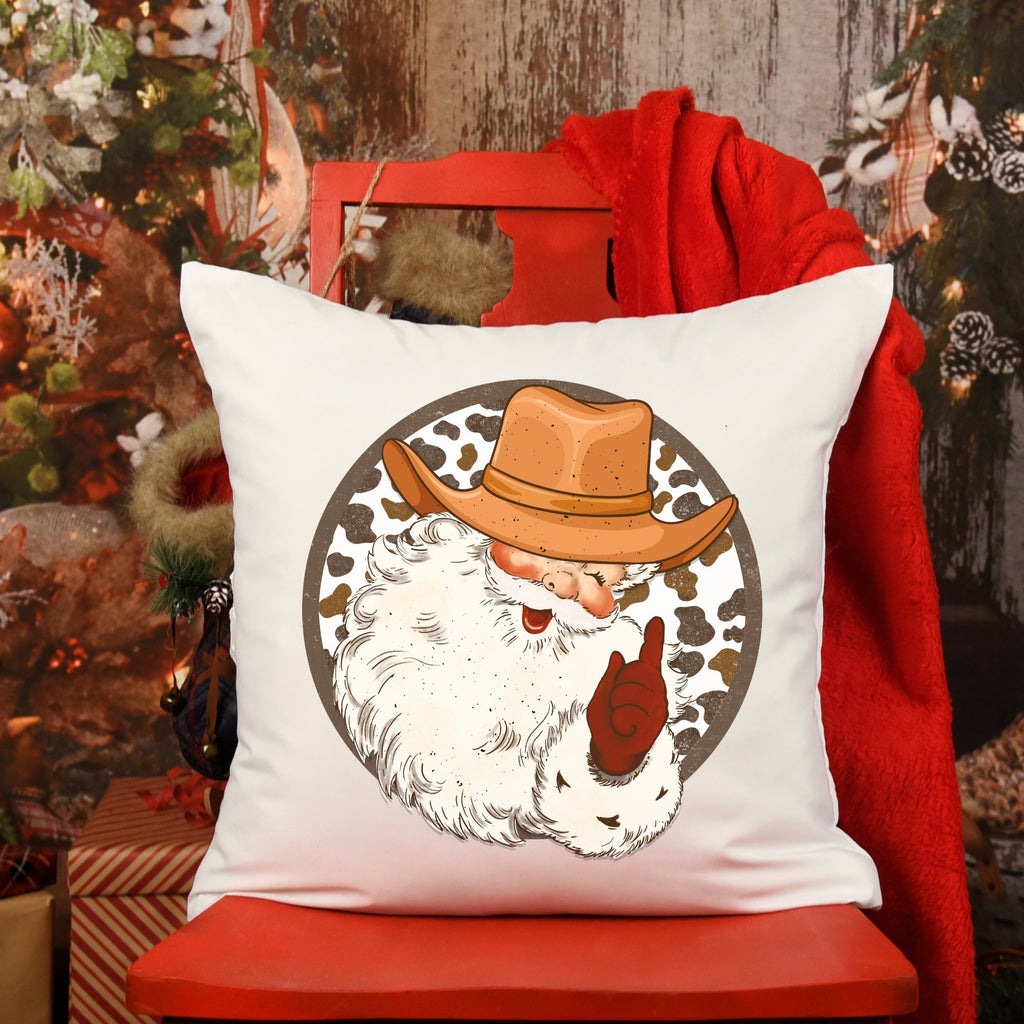 Western Cowboy Santa Christmas Pillow Cover - Trendznmore