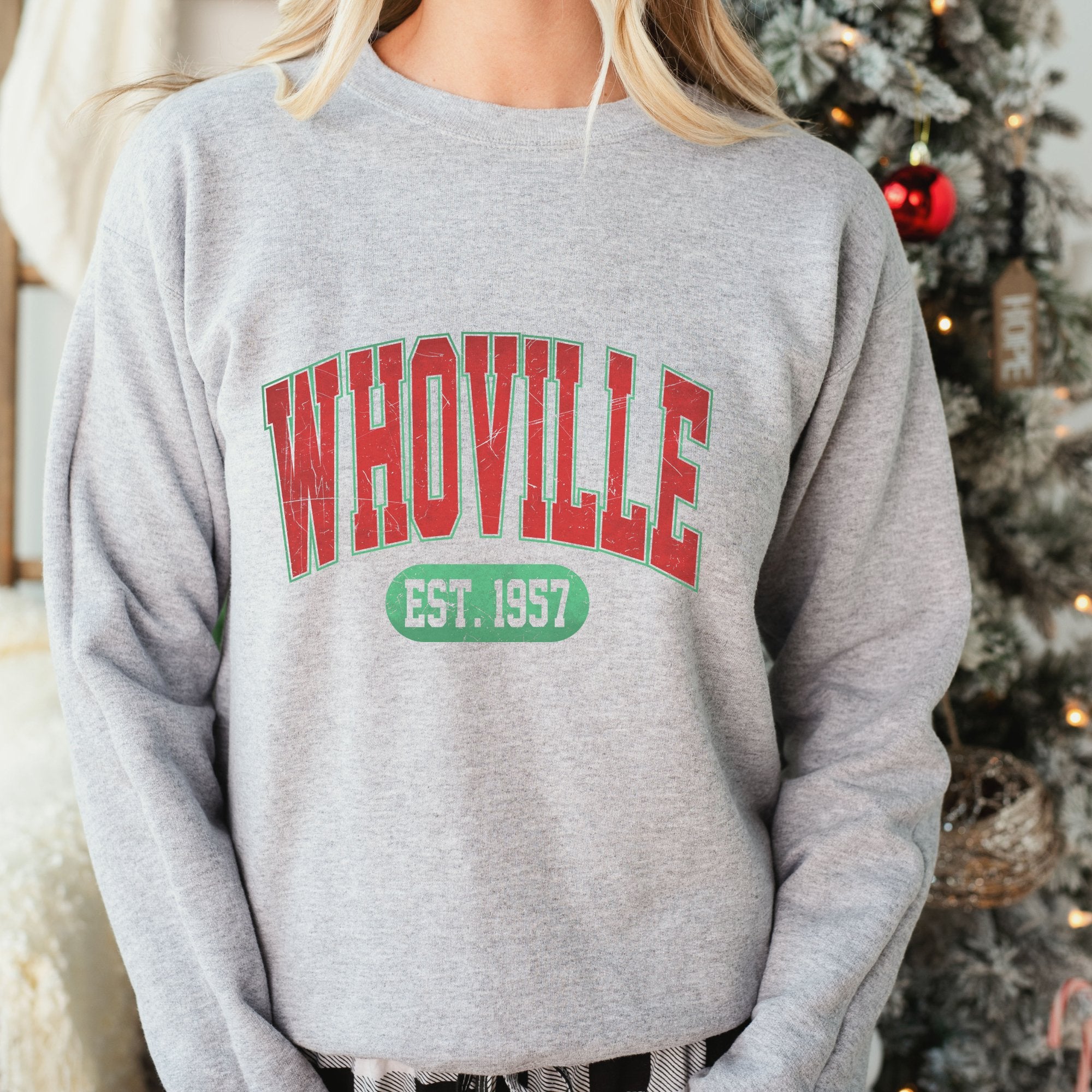 Whoville Varsity Christmas Sweatshirt - Trendznmore