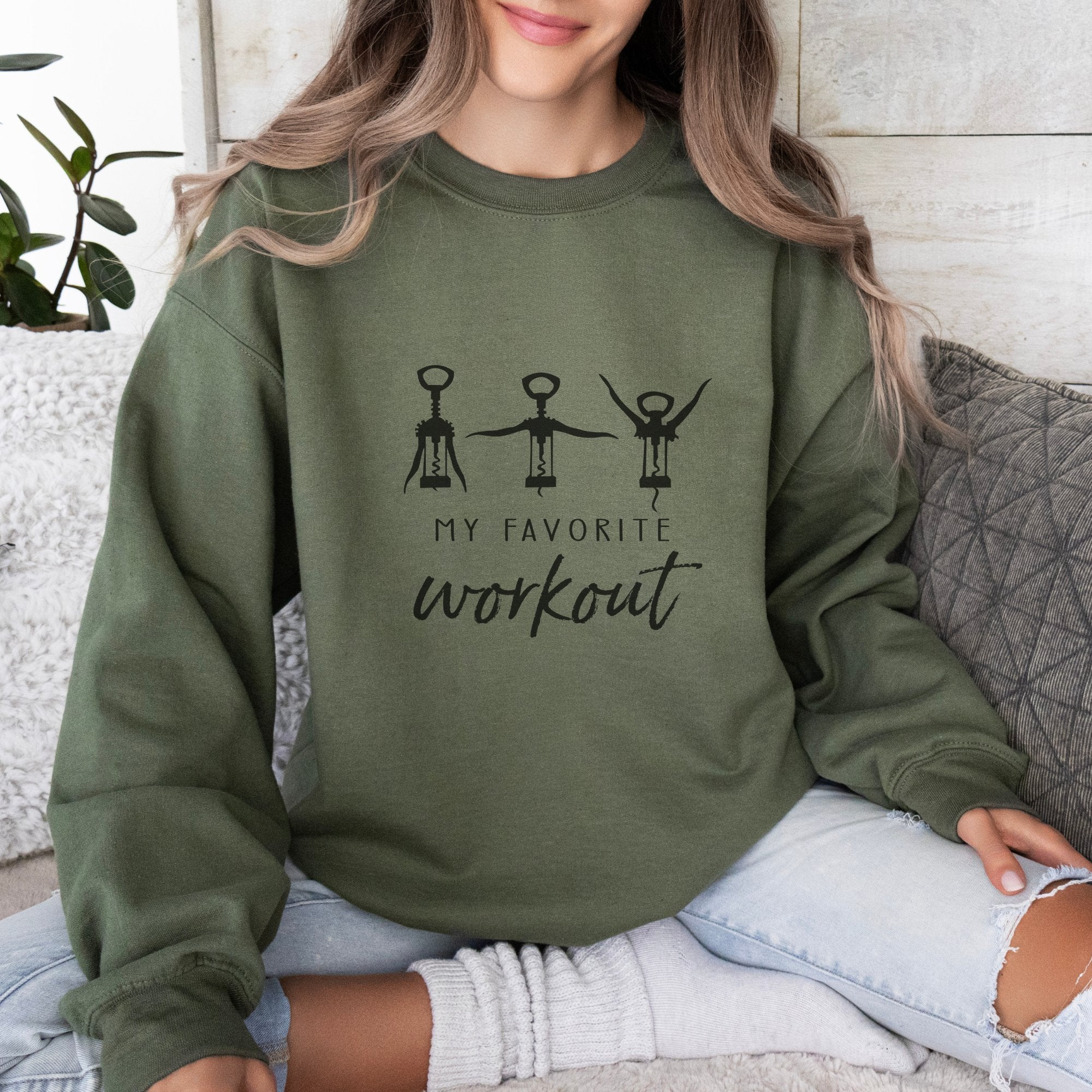 Wine Workout Crewneck Sweatshirt - Trendznmore