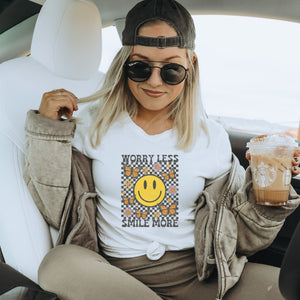 Worry Less, Smile More Smiley T-Shirt - Trendznmore